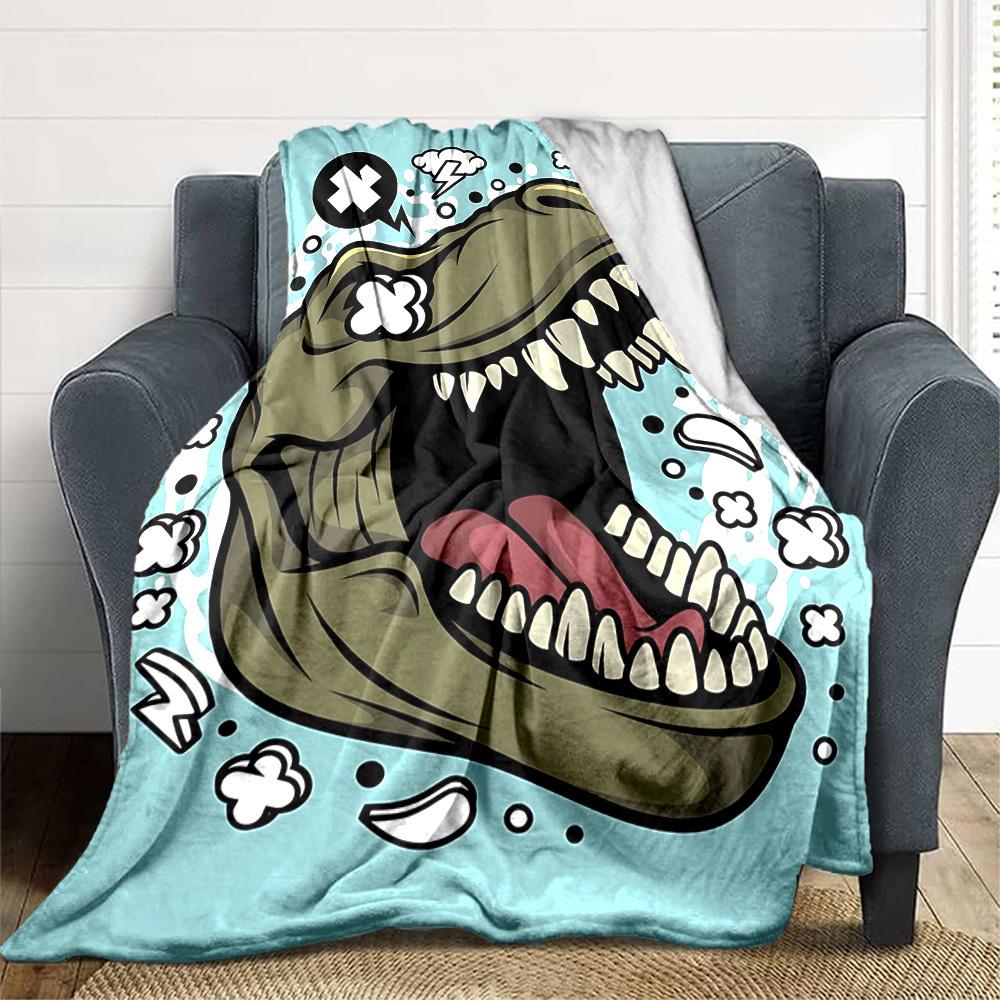 1pc Dino Roar Lightweight Flannel Blanket, Comfortable and Warm Blanket, for Office and Camping Sofa Bed, Livingroom084