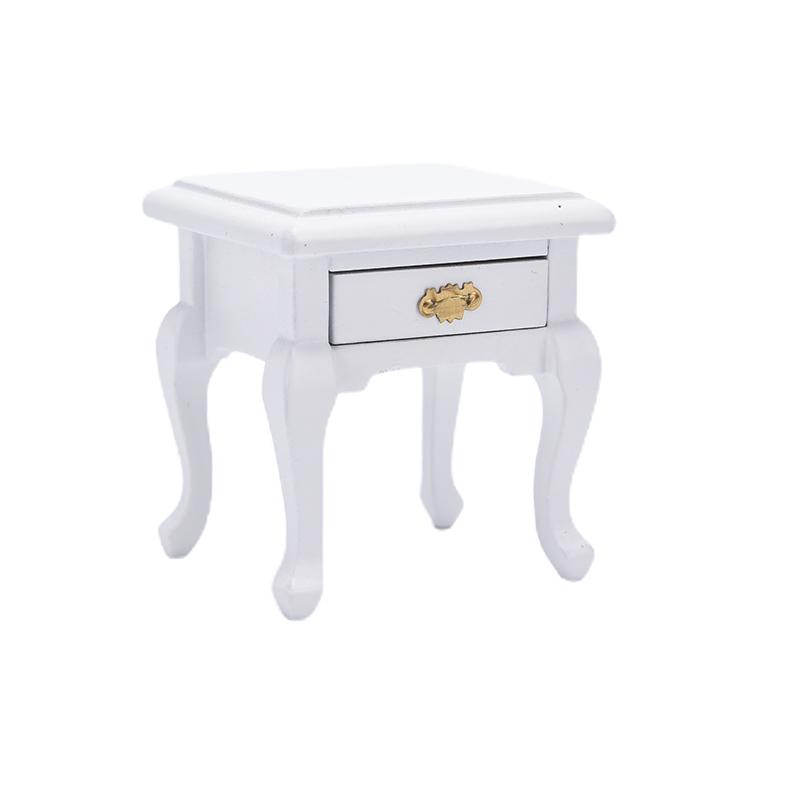 Dollhouse Miniature Furniture Wooden Bedside Drawer Table Nightstand Cabinet