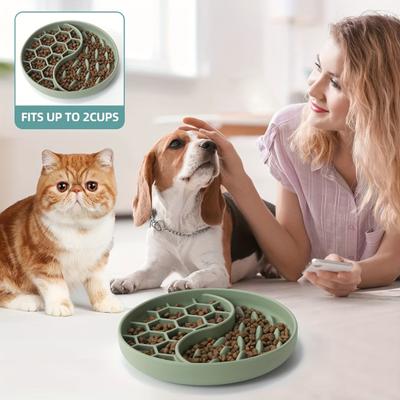 Миска для медленного кормления для собак, Нескользящая миска для кормления, Замедляет скорость еды питомца, Силиконовая миска для корма для домашних животных с присоской для быстро едящих, Кошек, Собак, Снятие тревожности