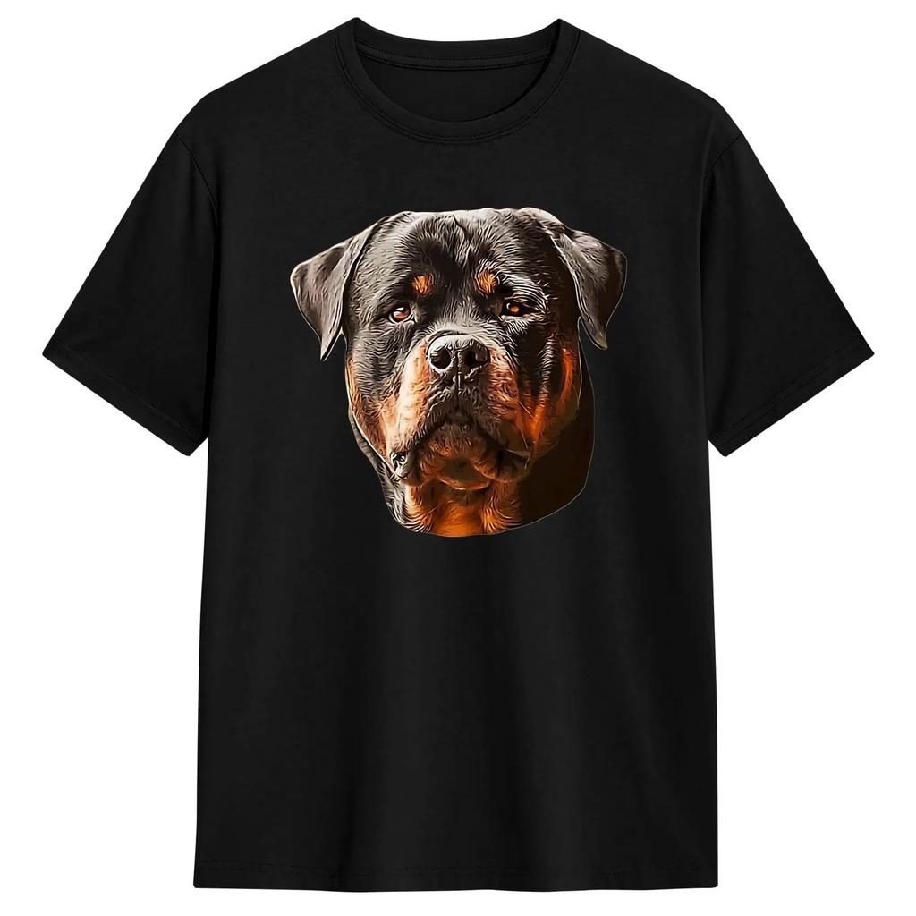 Unisex Tshirts Rottweiler Stunning Dog Head Novelty Cotton Tees Short Sleeve T Shirts Crewneck Clothing Graphic