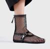2025 женские новые сетчатые римские сапоги сексуальные короткие сапоги женские новые черные одинарные туфли туфли на плоской подошве