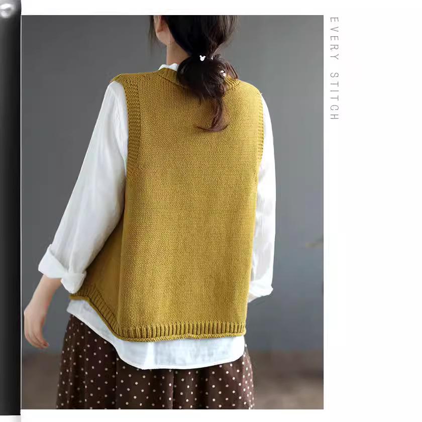 Корейская мода ручной вязки свитер с цветочным карманом весна-лето женский жилет вязаный безрукавный топ винтажный жилет