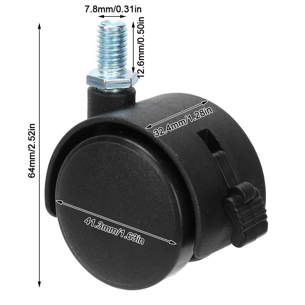 4pcs Black Locking Caster Wheels With Brake Furniture Caster Wheels Swivel Caster Wheels Furniture