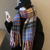 Высококачественный клетчатый шарф в корейском стиле: Теплая, Утолщенная Шаль, Похожая на Кашемир, для Студентов и Пар