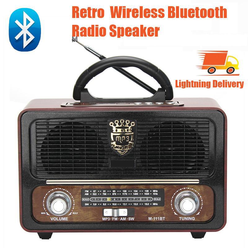 Ретро портативный беспроводной Bluetooth динамик деревянный радиоприемник уличный динамик FM-радиоприемник USB TF карта AUX MP3-плеер