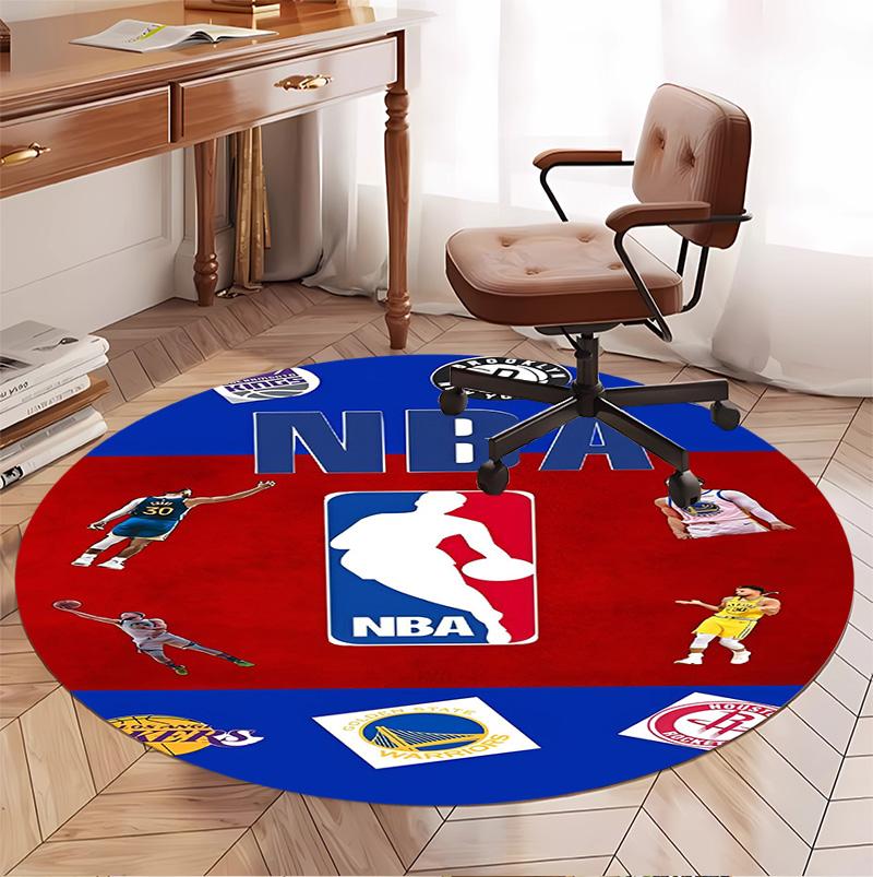 NBA Pattern Round Rug, Indoor/Outdoor Mat, for Picnic, Gameroom, Bedroom, Office, Living Room, Home Decor Carpet, Birthday Gift