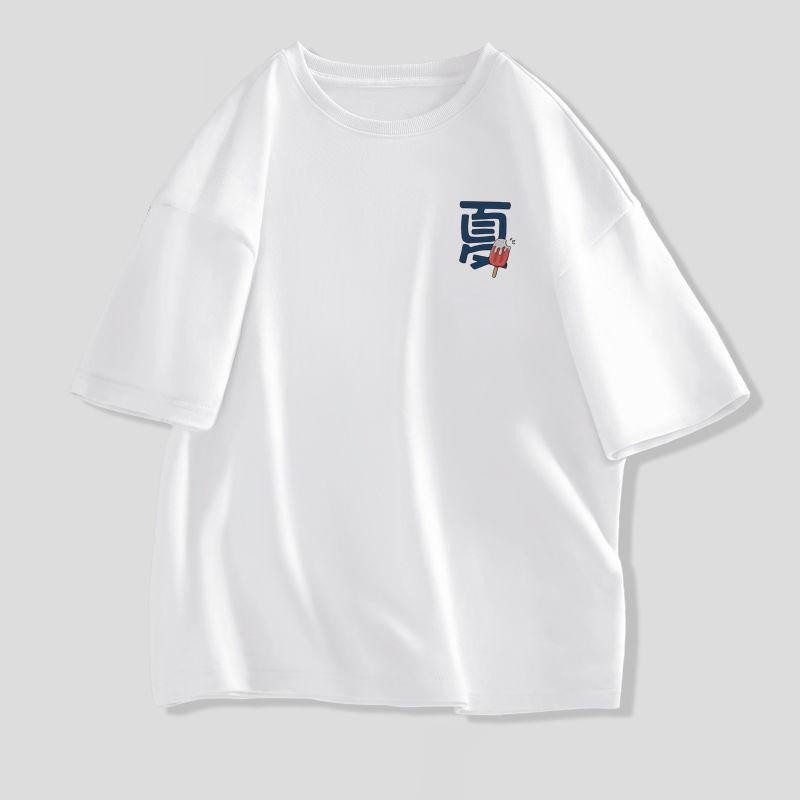 Футболка с короткими рукавами, мужская хлопковая летняя новая тяжелая свободная футболка с половиной рукавов, модная верхняя одежда