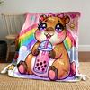 Cute Hamster with Bubble Tea print blanket soft and cozy perfect for the living room bed sofa or a nap,gift