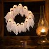 Lit Ghosts Wreath Halloween Ghost Garland with Lights Battery-Powered LED Light-Up White Spooky Garland Decoration