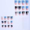24Pcs Duckbill False Nails With Colorblock 3D Metal Stars And Stripes For Party And Daily Use