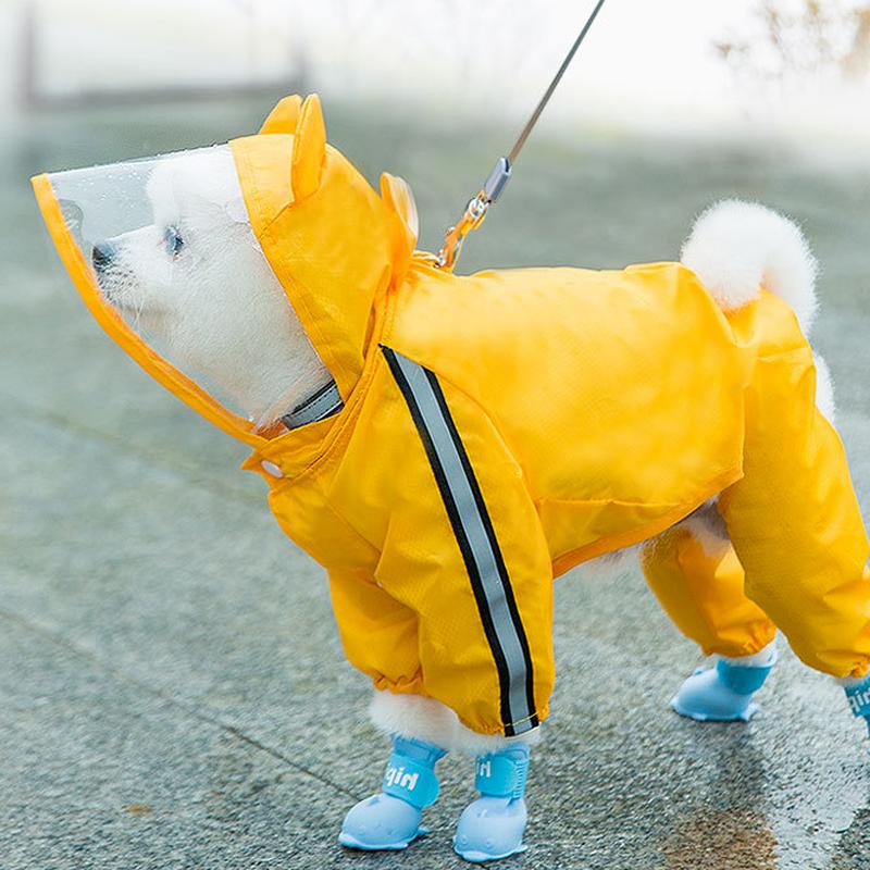 2025 Новый маленький плащ для собак Четыре фута водонепроницаемый все включено плюшевый пончо плащ для домашних животных маленький и средний размер для собак Bi Xiong Bomei