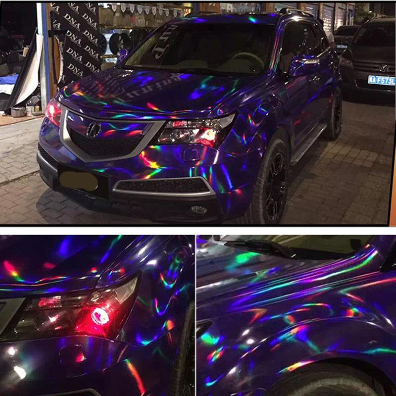 60x152cm Holographic Laser Silver/ Black/Red/Blue Car Motorbike Wrap Sticker Vinyl Sheets Film Decals Color Change Films