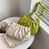 New White Pleated Armpit Bag Versatile Shoulder Messenger Bag