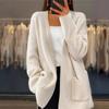 Tooxika New Women's Thickened Solid Color Lace-up Knitted Cardigan Loose Pocket Sweater Jacket