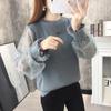 Ocean Sweater Female Loose Pullover 2022 New Spring Women's Lace Sleeves Low Collar Bottoming Shirt Knit Long Sleeve Sollid Tops