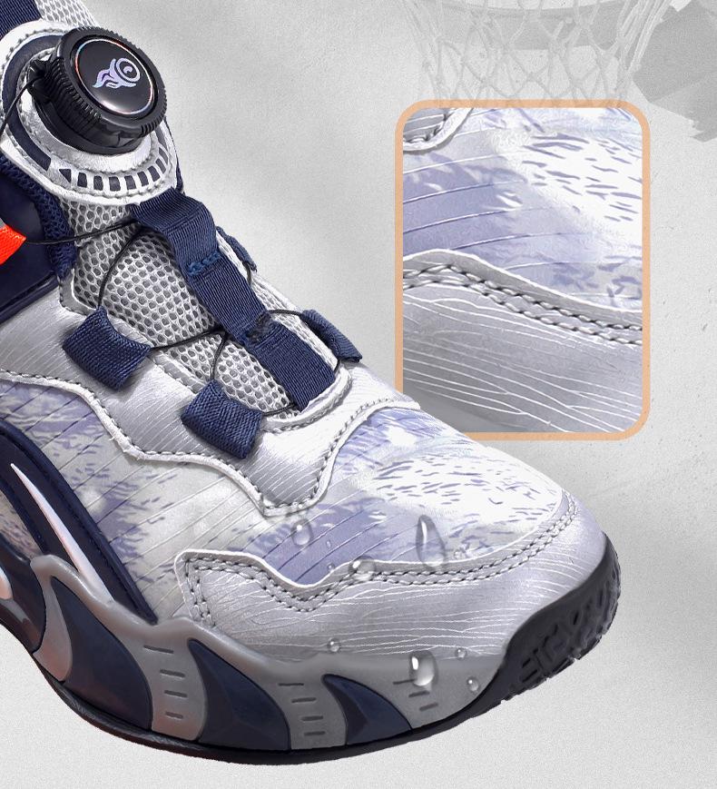 Водонепроницаемые кожаные баскетбольные кроссовки для мальчиков с нескользящей подошвой и вращающейся кнопкой для осени и зимы