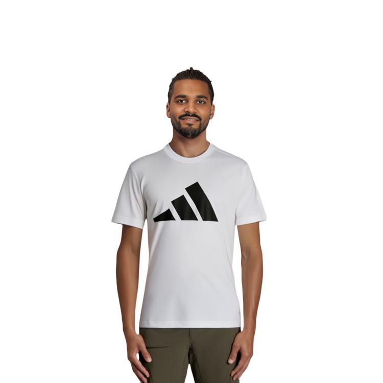 adidas Футболки Мужские Белые С Круглым Вырезом Умеренный Прямой Крой H46558