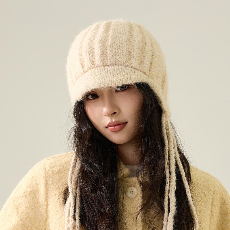 Knitted Hat Women's Duck Tongue Wool Hat Ear Bag Thick Flying Hat