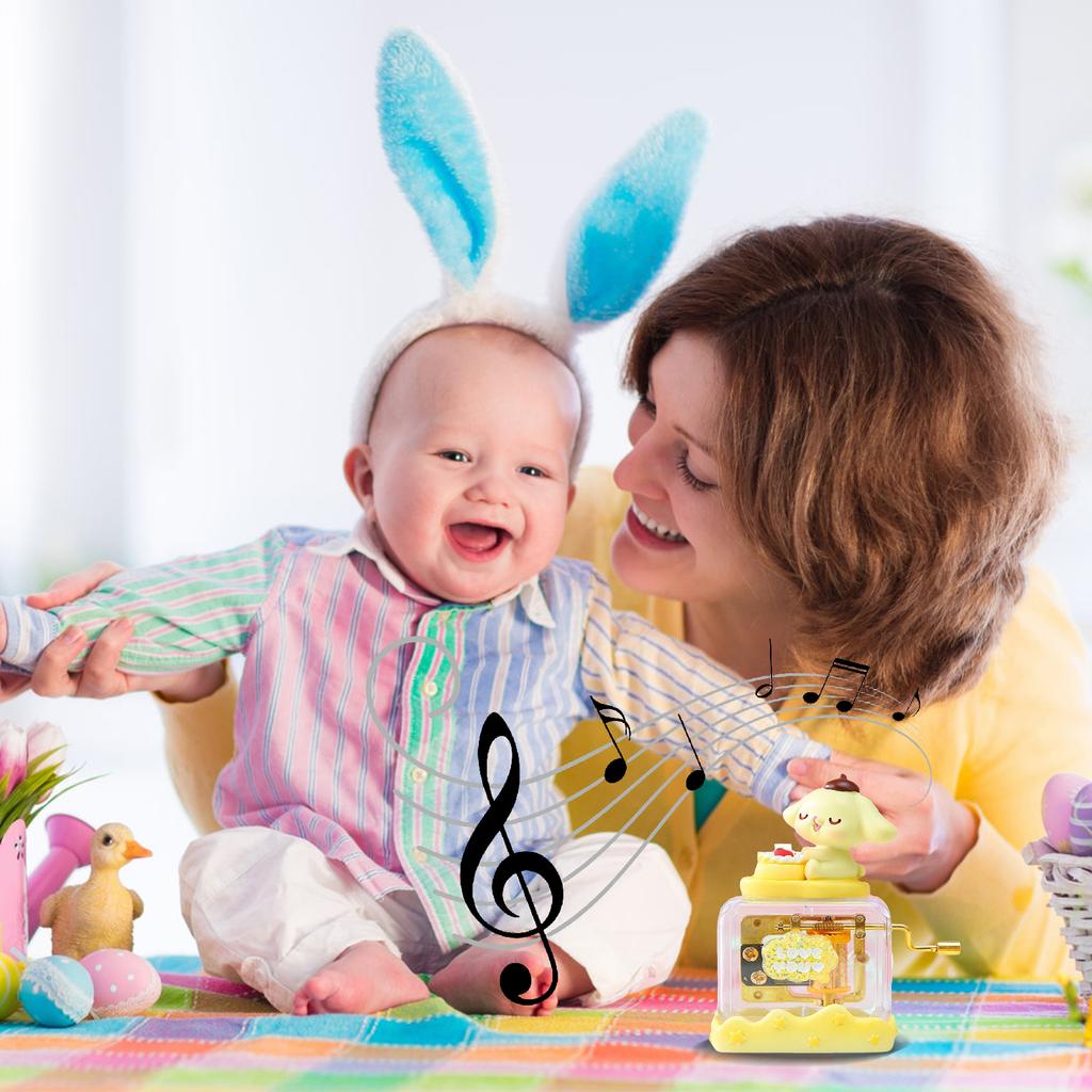 Heidi Rabbit Music Box With Big Ears Hand-Cranked Desktop Ornament Compatible With Home Decor