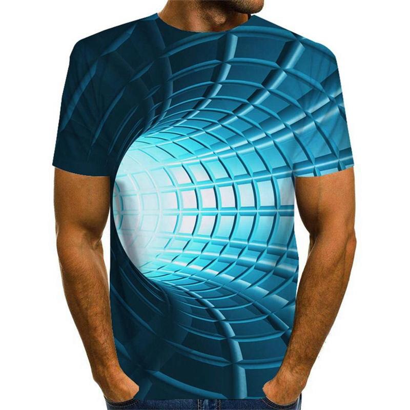 Funny Illusion Graphic T Shirt for Men 3D Printed Art Optical T-shirt Ropa Y2k Tops Harajuku Fashion Street Tees Womens Clothing