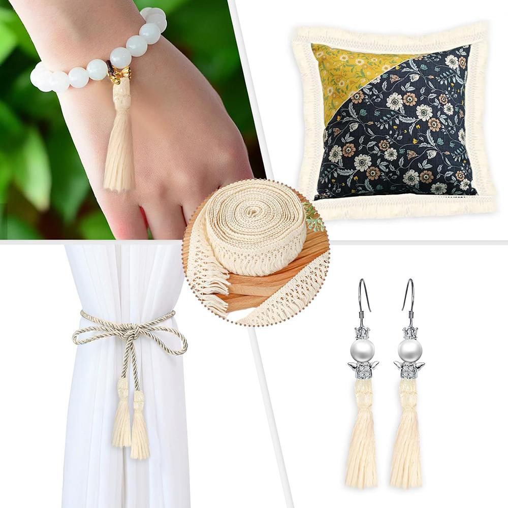 Boho Long Fringe Trim 2.36"Wide Tassel Fringe Trim for Clothes Lamp Shade