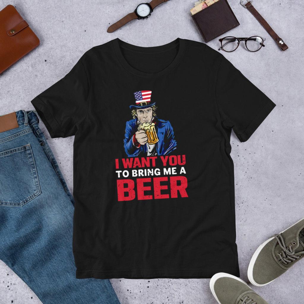 Uncle Sam I Want You To Bring Me a Beer 4th of July Summer Party Short-Sleeve Unisex T-Shirt
