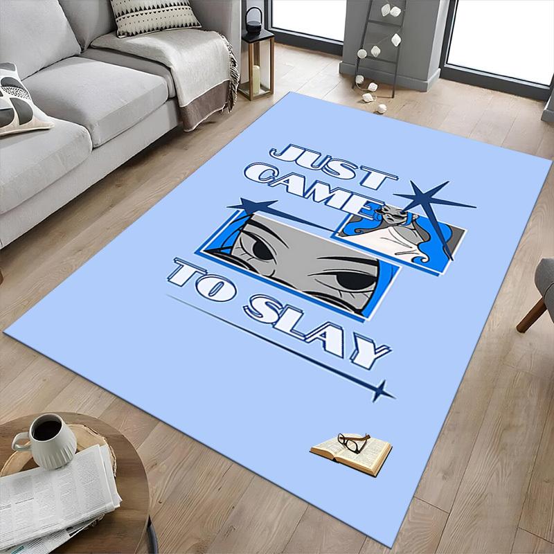1pc JUST SLAY Home Office, Durable Polyester Floor Mat with Easy, Office Decor, Urban Style, Nonslip Backing, Highquality Fabric
