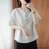 Short-sleeved T-shirt Women's Vertical Striped Blouse Summer Loose Half-sleeved Shirt