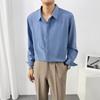 High-end Solid Color Shirt for Men Long-sleeved Spring Ice-sensing Shirt Korean Style Trendy Handsome Top Men