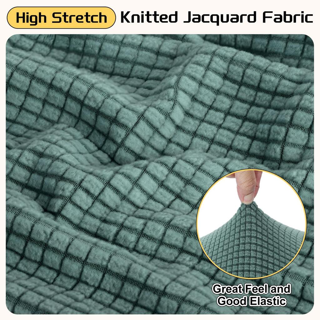 uxcell Square Jacquard Ottoman Slipcover with Elastic Stretch Footrest Stool Cover for Living Room Furniture Protector Medium Bottom, (Green, Size)