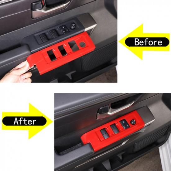 Red Inner Window Lift Switch Panel Trim Decor Cover For Toyota Tundra -24