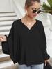 Women Batwing Sleeve Blouse Tied O Neck Loose Shirts