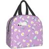 Daisy Flowers Butterfly Purple Lunch Bag Travel Work Bento Cooler Reusable Tote Picnic Boxes Insulated Container Bags for Women