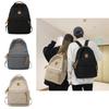 Simple Solid Color Letter Decoration Student Leisure Backpack For Travel And School