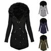 Winter Jacket Women Faux Fur Hooded Parka Coats Female Long Sleeve Thick Warm Snow Wear Jacket Coat