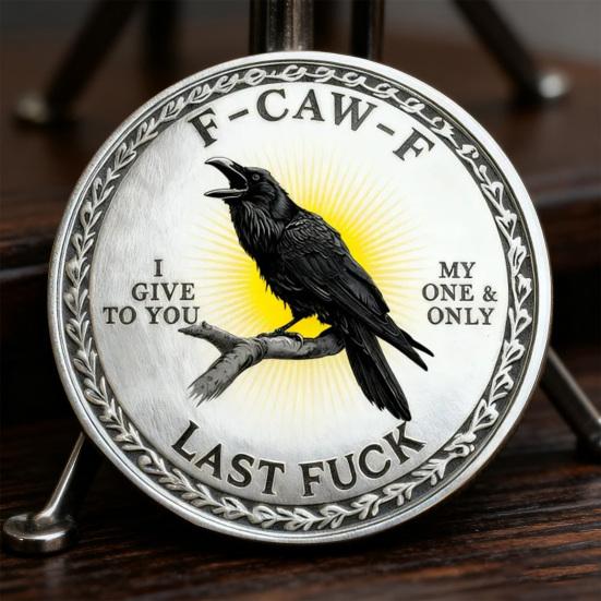 Yousheng F-CAW-F Памятная металлическая монета 2 дюйма Ворон Символ свободы и юмора Коллекционная монета для того, чтобы отпустить и двигаться дальше