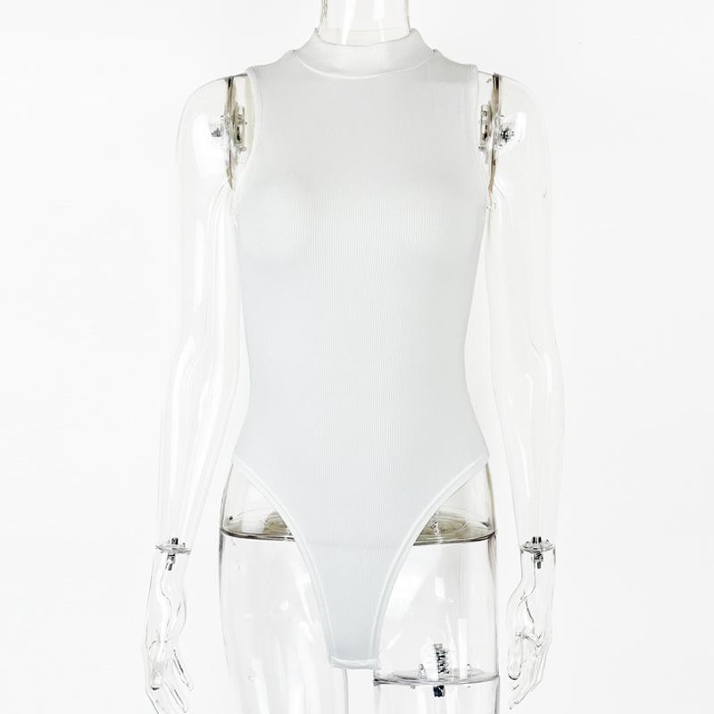 GMXIA Летний женский облегающий боди из хлопковой нити с полувысоким воротом и без рукавов