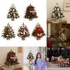 Desktop Christmas Tree, 18'' Table Top Christmas Tree With Wooden Base, Prelit Christmas Tree With Decorations For Indoor