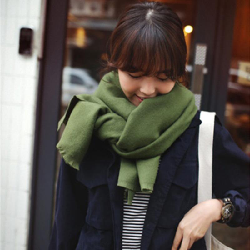 Autumn and Winter Solid Color Japanese and Korean Sweet Imitation Cashmere Scarf, Comfortable Thickened Scarf, Female