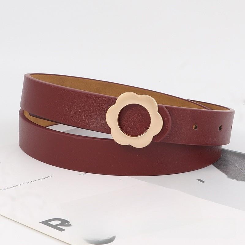 Womens Stylish Pu Leather Belt With Alloy Flat Buckle Suitable For Daily Outfits
