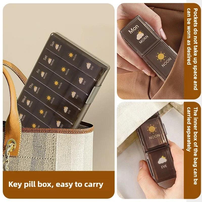 Portable 28 grid weekly medication dispensing kit, travel kit with silicone tray, 7-day medication dispenser, Mother's Day gift