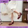 2025 Spring and Summer New Mary Jane Thick Heel Single Shoes Small Inner Height Increase Soft Sole Not Tired Feet Temperament Fashion Women's Shoes