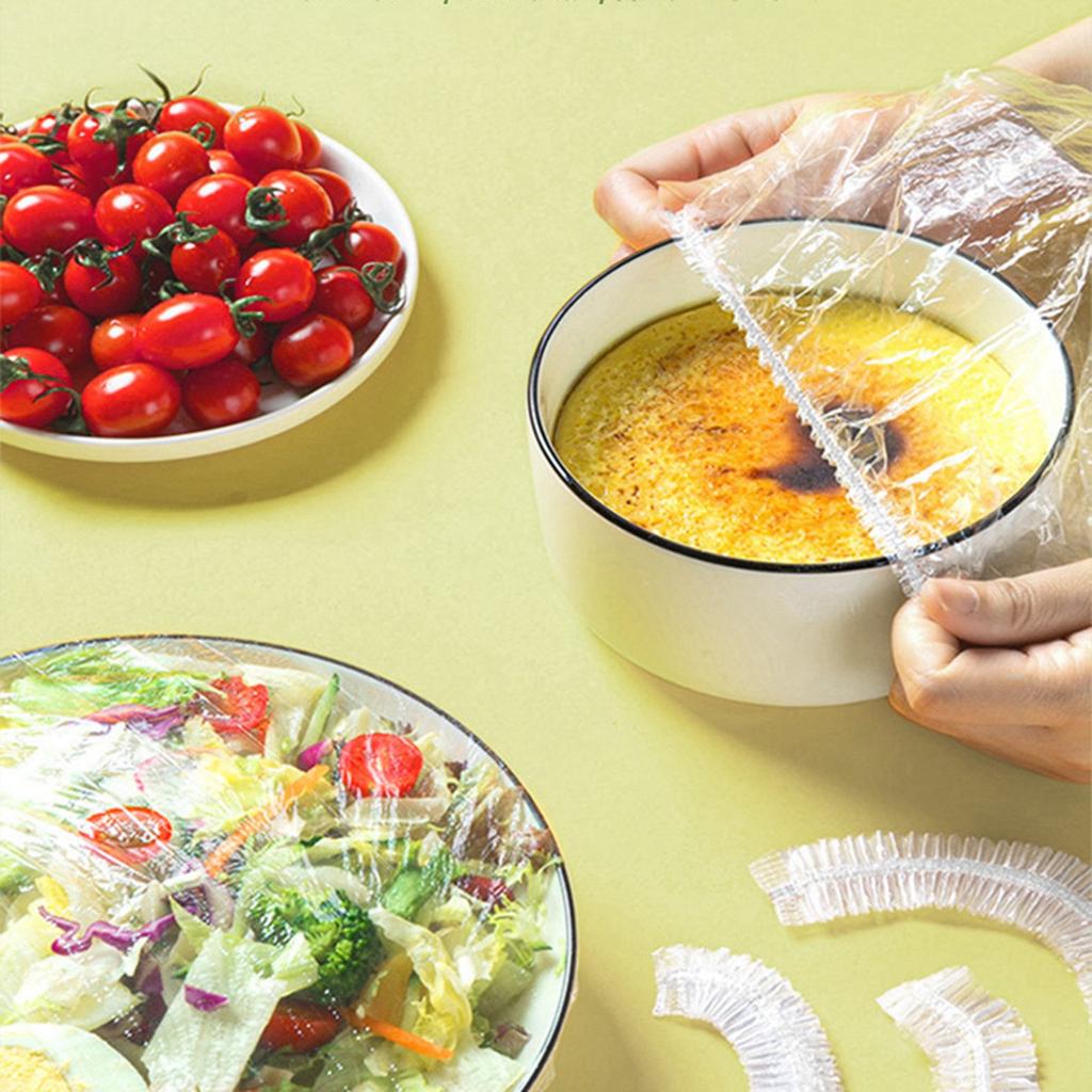 100 шт. пластиковые крышки для мисок, крышки для пищевых продуктов, крышки для чаш для расстойки хлеба, пластиковые крышки для мисок с эластичными резинками, многоразовые пакеты для хранения свежих продуктов