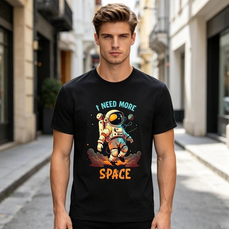 Cool SpaceUnisex Design Tshirt Unisex Casual Daily Wear Short Sleeve Graphic Tee I Need More Space Graphic Fashion Hip Hop Style