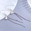 S925 Sterling Silver Small Skirt Long Tassel Earrings Women's Scallop Chain Korean-Style Elegant Earrings Fan-Shaped Earrings