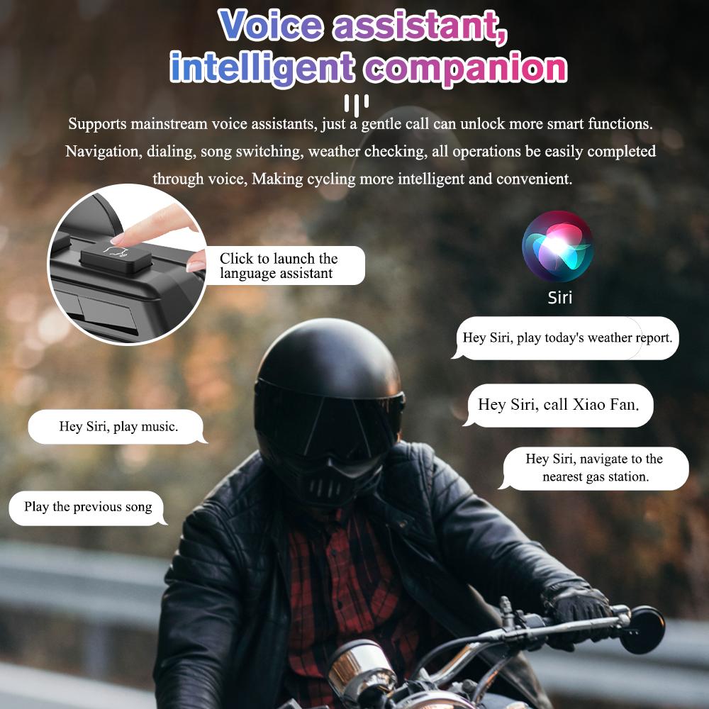 BT56 Мотоциклетная гарнитура Bluetooth 5.4 Handsfree Беспроводная с шумоподавлением Водонепроницаемая 2-в-1 Микрофон Наушник с световым ритмом
