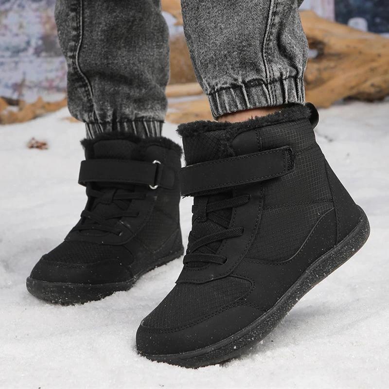 Fashion Children's Winter Snow Boots for Boys and Girls, Wide Toe Barefoot Snow Boots, Children's High-top Cotton Shoes, Sneakers