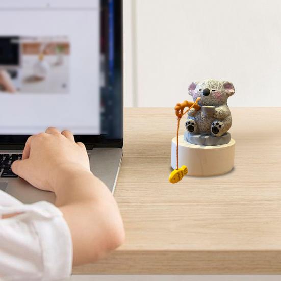 Fishing Animals Figurine Resin Panda Groundhog Capybara Statue Angler Animal Series Ornament