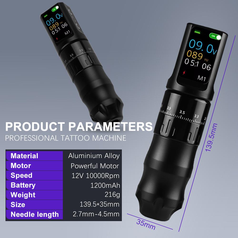 Профессиональная новая беспроводная тату-ручка с OLED-дисплеем, перманентный макияж, тату-ручка с аккумулятором 1200 мАч