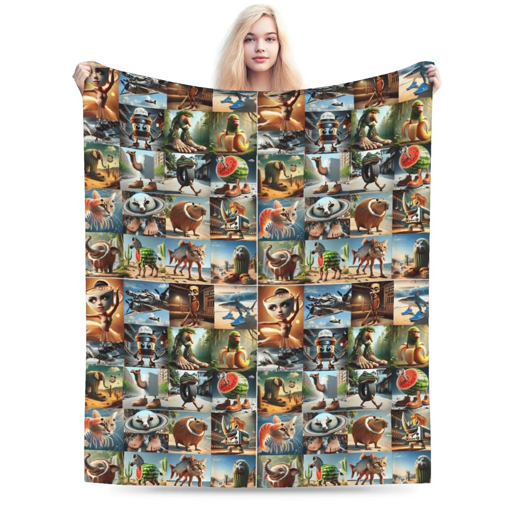 Tralalero Tralala Bootleg Funny Brainrot Italian Shark Meme TBlanket Warm Soft Bedding Throws Winter Couch Chair Bedspread